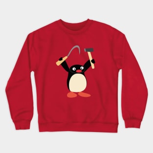 Communist Pingu with Hammer and Sickle meme Crewneck Sweatshirt